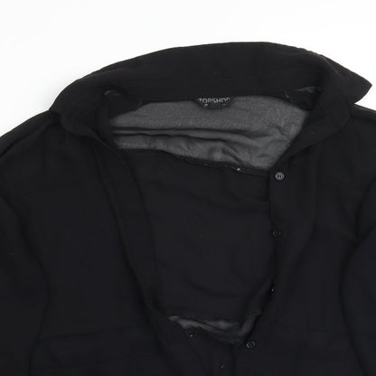 Womens UK Size 10 Topshop Black Basic Button-Up