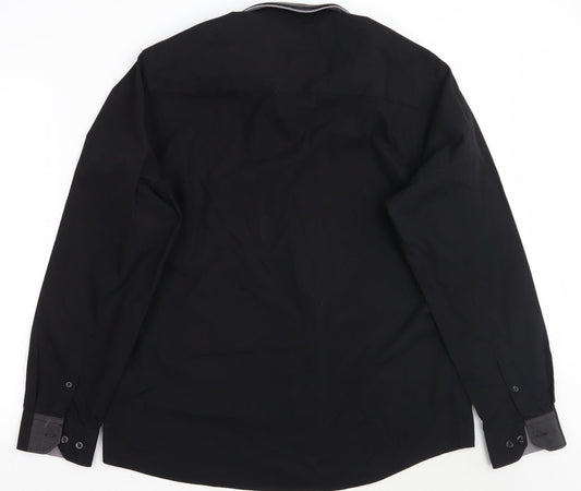 Mens UK Size XL Jaccamo Black  Button-Up Long Sleeve Casual Shirt
