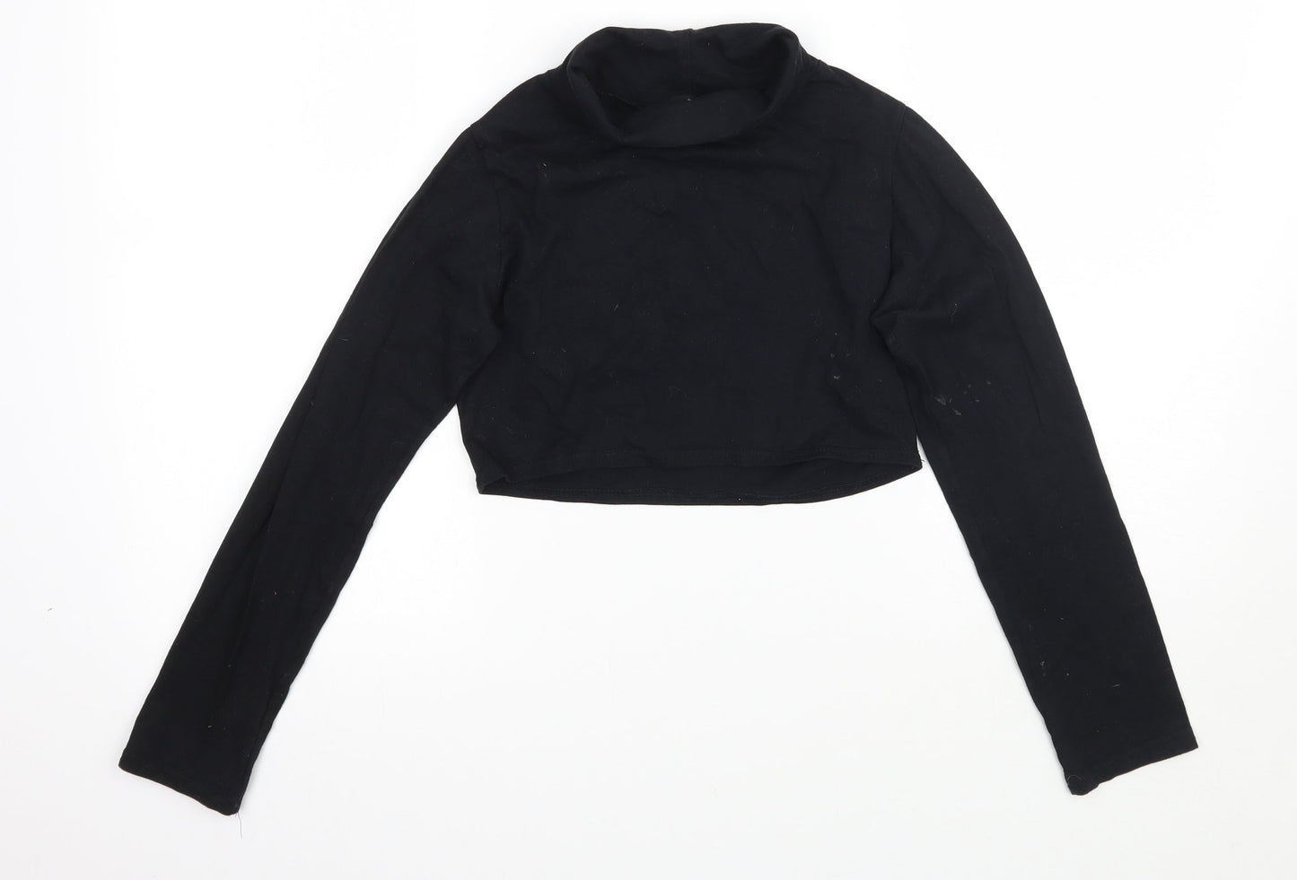 Womens UK Size M Missguided Black Cropped T-Shirt