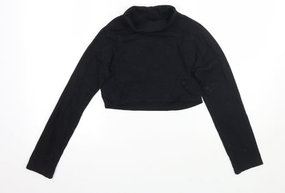 Womens UK Size M Missguided Black Cropped T-Shirt