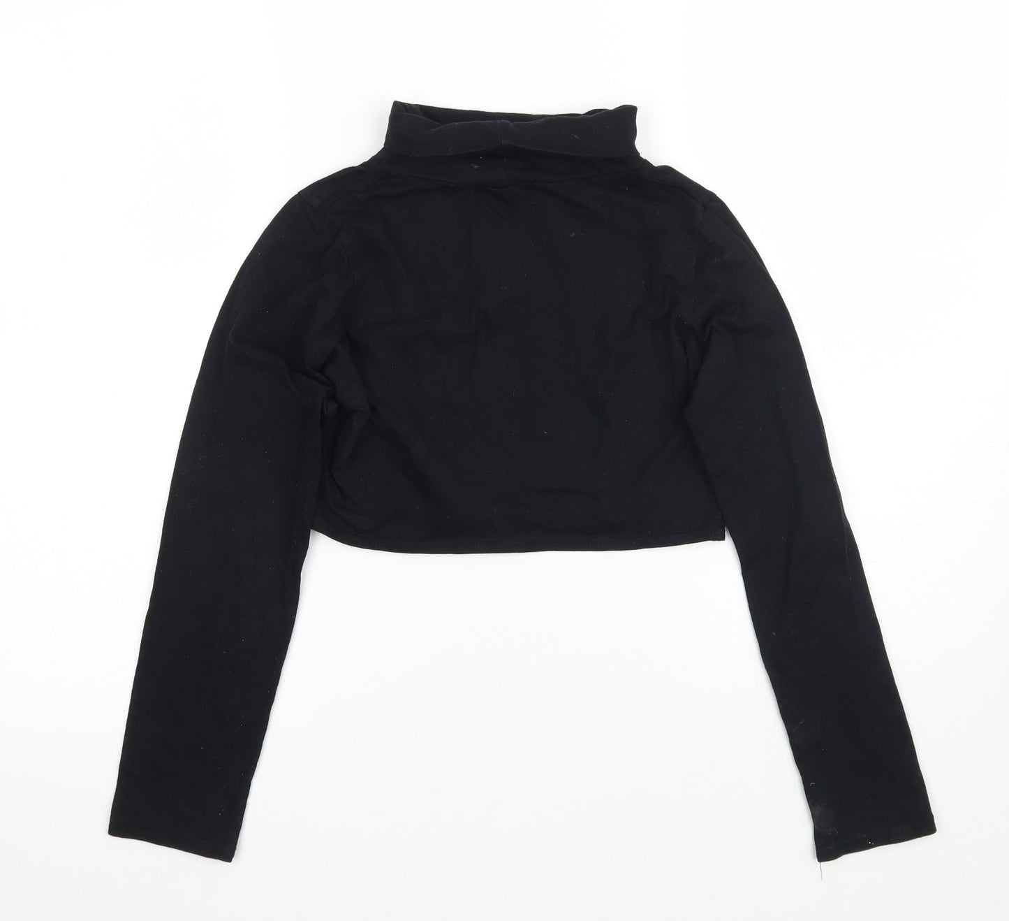 Womens UK Size M Missguided Black Cropped T-Shirt