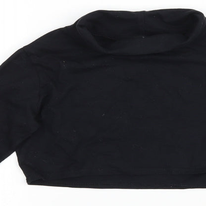 Womens UK Size M Missguided Black Cropped T-Shirt