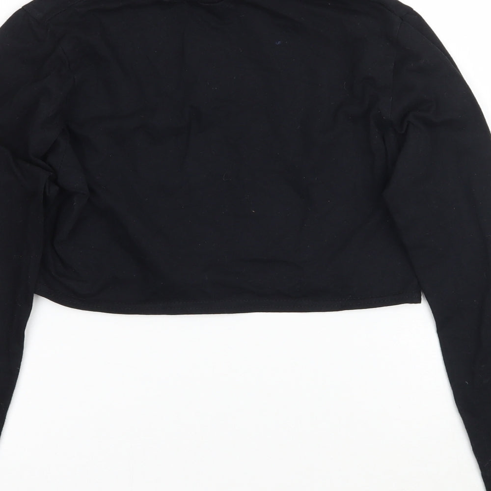 Womens UK Size M Missguided Black Cropped T-Shirt