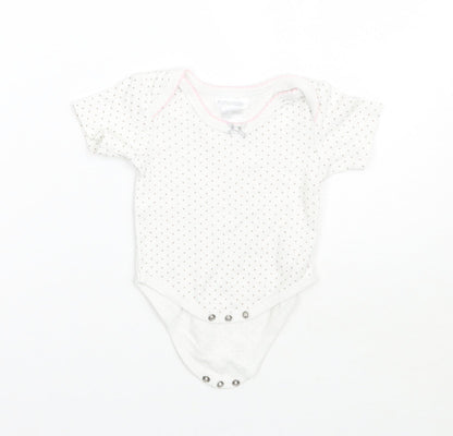 Pitter Patter Girls White Polka Dot  Babygrow One-Piece Size 3-6 Months