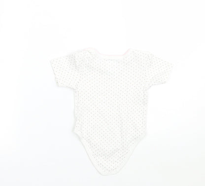 Pitter Patter Girls White Polka Dot  Babygrow One-Piece Size 3-6 Months