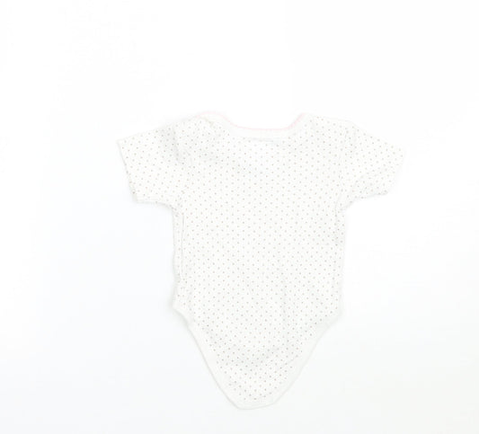 Pitter Patter Girls White Polka Dot  Babygrow One-Piece Size 3-6 Months