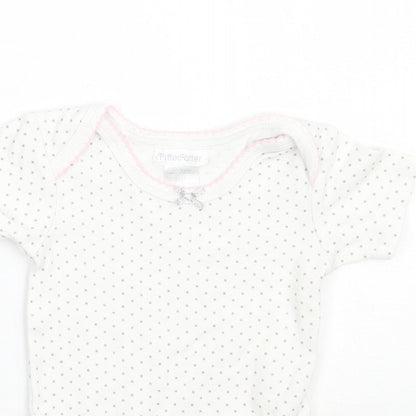 Pitter Patter Girls White Polka Dot  Babygrow One-Piece Size 3-6 Months