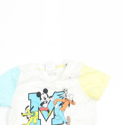 Disney Baby White   Basic T-Shirt Size 6-9 Months  - Mickey and Friends