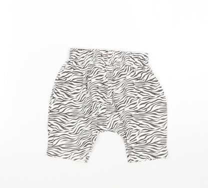 Matalan Girls White Animal Print  Sweatpants Trousers Size 9-12 Months