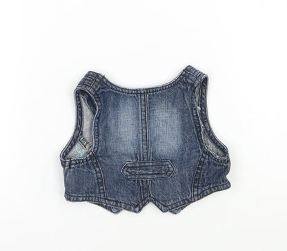 Matalan Girls Blue Floral  Jacket Waistcoat Size 9-12 Months