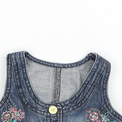 Matalan Girls Blue Floral  Jacket Waistcoat Size 9-12 Months