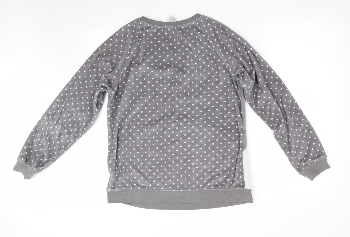 Peacocks Womens Grey Polka Dot   Pyjama Top Size 10  - Bear Face