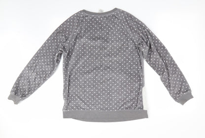 Peacocks Womens Grey Polka Dot   Pyjama Top Size 10  - Bear Face