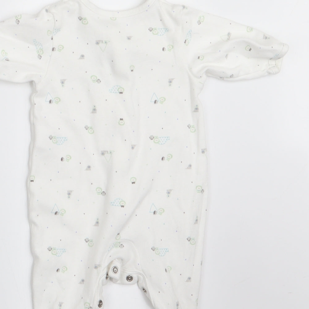 Marks and Spencer Boys Ivory Animal Print  Babygrow One-Piece Size 0-3 Months