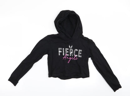 Studio Retail Ltd Girls Black   Pullover Hoodie   - Fierce Angel