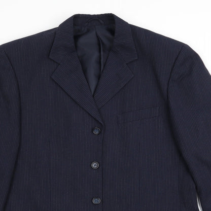 Nickleby Mens Blue Striped  Jacket Suit Jacket Size 38