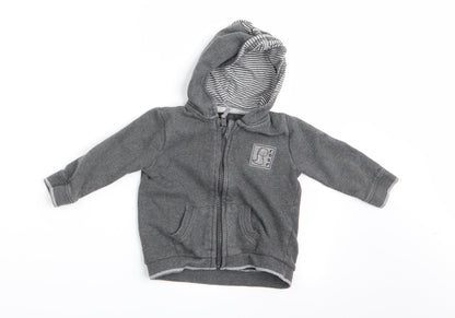 George Boys Grey Animal Print  Full Zip Jumper Size 6-9 Months  - Dinasour Hood