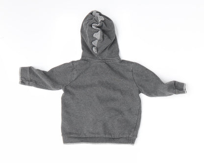 George Boys Grey Animal Print  Full Zip Jumper Size 6-9 Months  - Dinasour Hood