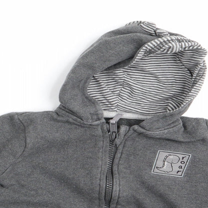 George Boys Grey Animal Print  Full Zip Jumper Size 6-9 Months  - Dinasour Hood