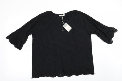 Womens UK Size 14 Onfire Black Basic Blouse