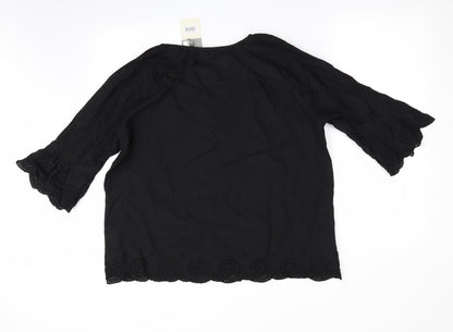 Womens UK Size 14 Onfire Black Basic Blouse