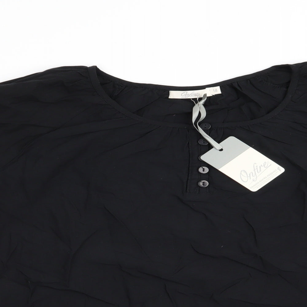 Womens UK Size 14 Onfire Black Basic Blouse