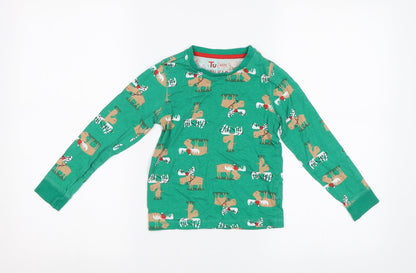 TU Girls Green   Top Pyjama Top Size 5-6 Years  - Xmas Pyjama