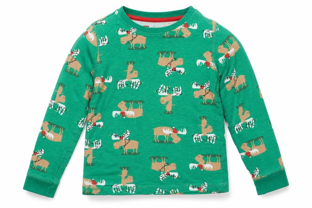 Tu Girls Green   Top Pyjama Top Size 5-6 Years  - Xmas Pyjama