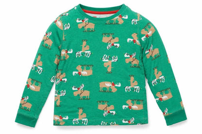 Tu Girls Green   Top Pyjama Top Size 5-6 Years  - Xmas Pyjama