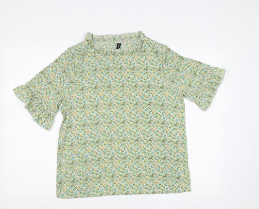 SheIn Womens Green Floral  Basic Blouse Size S