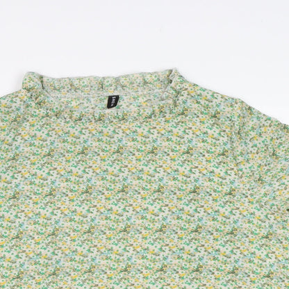 SheIn Womens Green Floral  Basic Blouse Size S