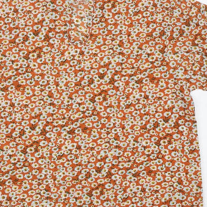 SheIn Womens Orange Floral  Basic Blouse Size S