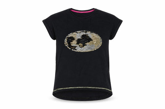 Front view of George girls’ black basic t-shirt, size 11-12, years - batman