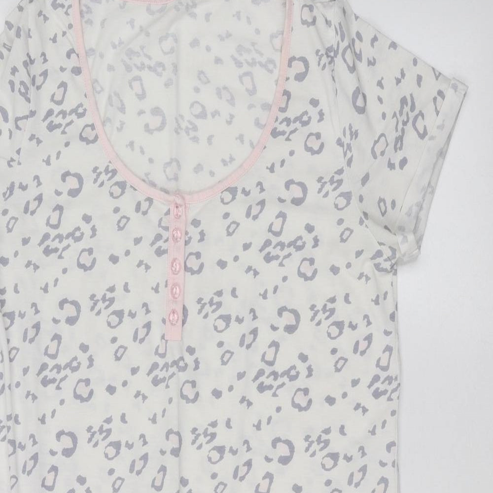 Feel Fabulous Womens White Animal Print  Basic T-Shirt Size 14
