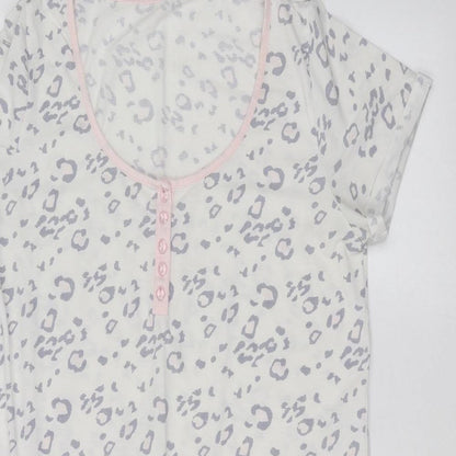 Feel Fabulous Womens White Animal Print  Basic T-Shirt Size 14