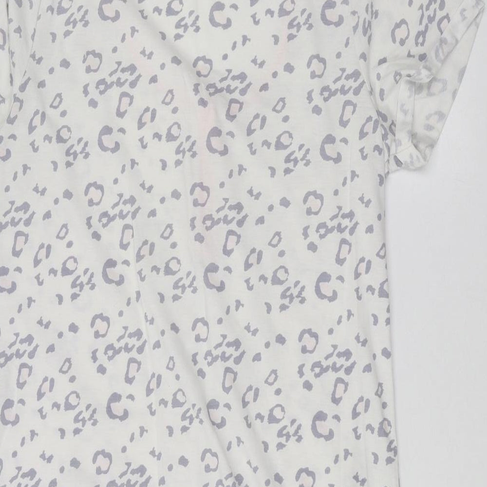 Feel Fabulous Womens White Animal Print  Basic T-Shirt Size 14