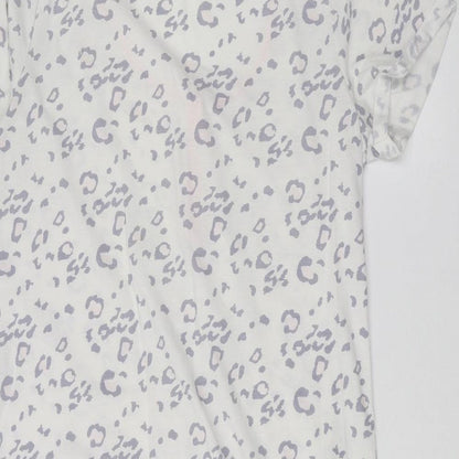 Feel Fabulous Womens White Animal Print  Basic T-Shirt Size 14