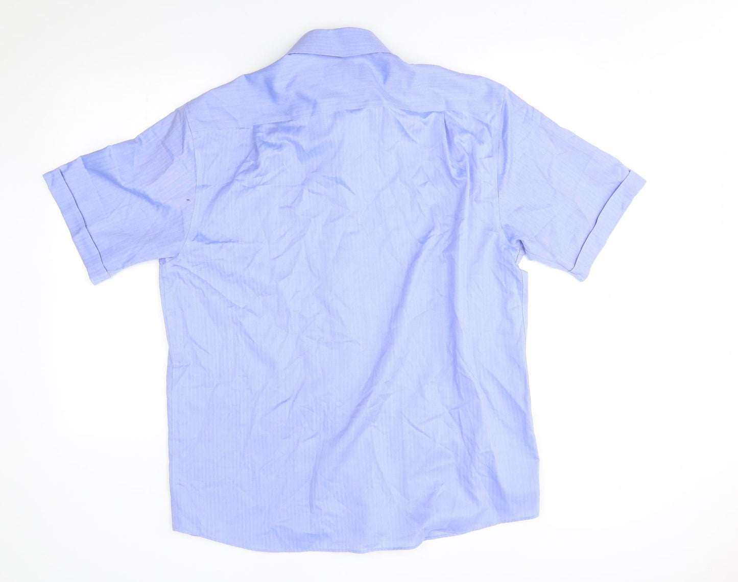 Mens UK Size 42 M&S Blue  Button-Up Short Sleeve Casual Shirt