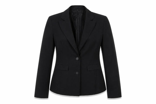 Front view of E-vie women’s black jacket blazer, size UK 14