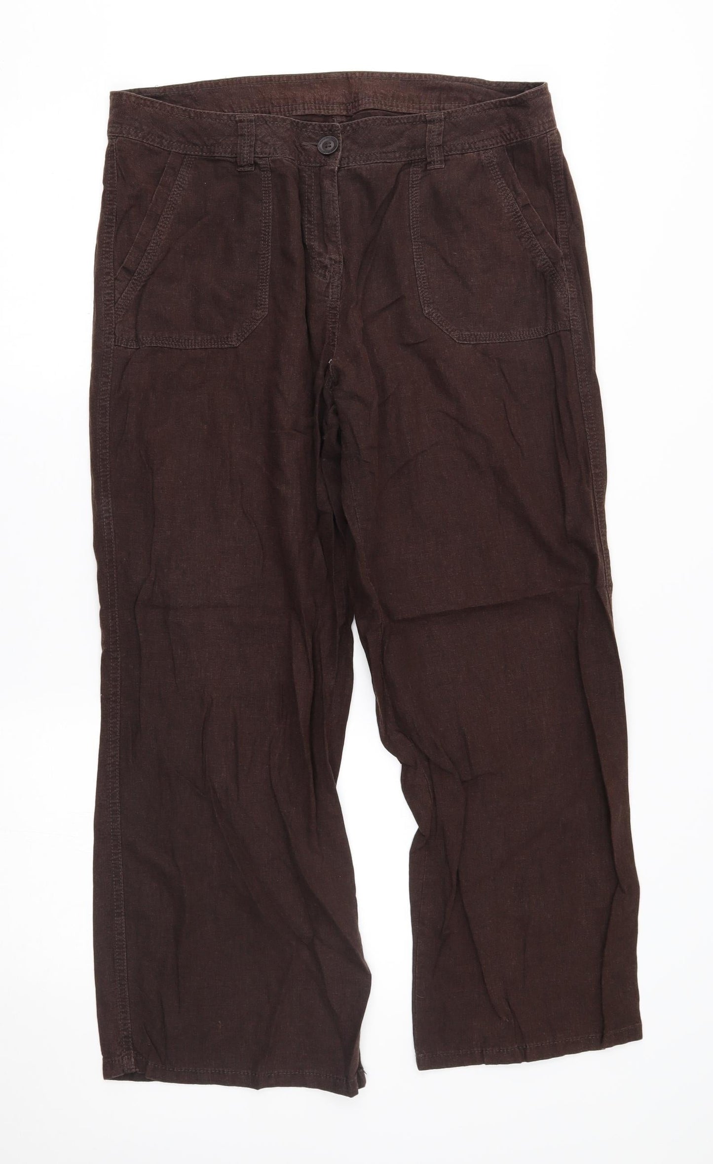 Womens UK Size 14 M&S Regular Fit  Brown Trousers