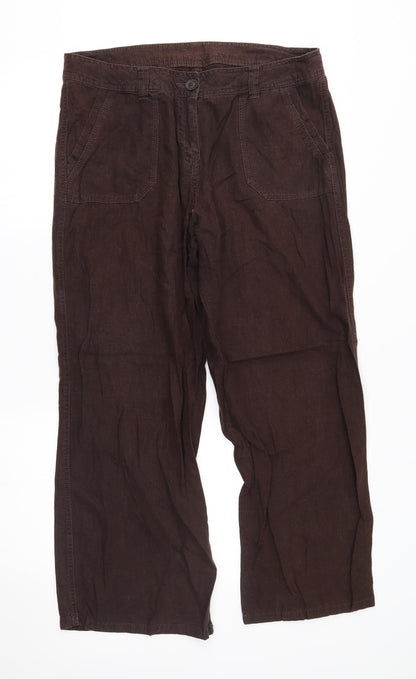 Womens UK Size 14 M&S Regular Fit  Brown Trousers