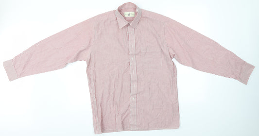 Mens UK Size L Double TWO Red  Button-Up Long Sleeve Casual Shirt