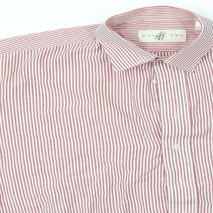 Mens UK Size L Double TWO Red  Button-Up Long Sleeve Casual Shirt