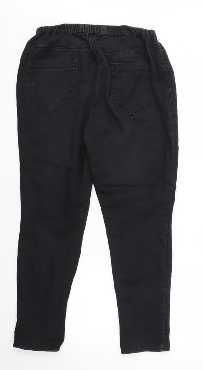 Arcadia Womens Black   Trousers  Size 16 L27 in - stretch waistband
