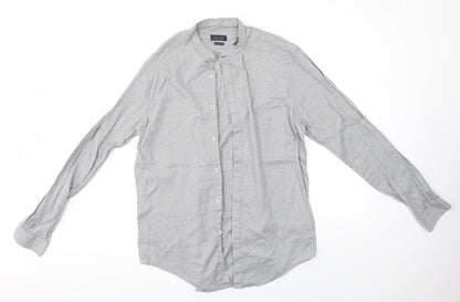Zara Mens Grey Check   Button-Up Size L