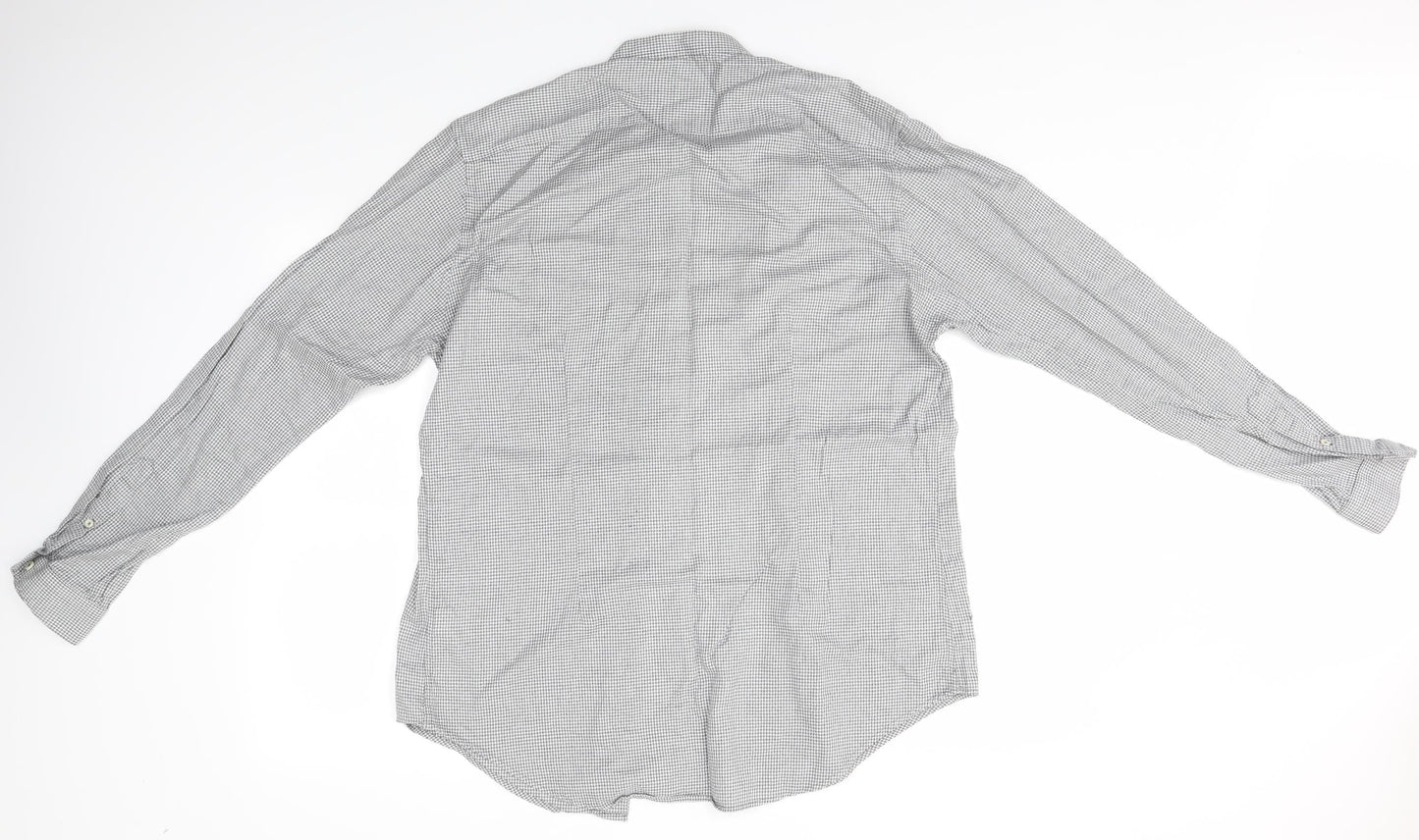 Zara Mens Grey Check   Button-Up Size L