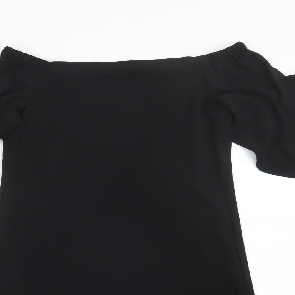 Womens UK Size 8 Peacocks Black Basic Blouse