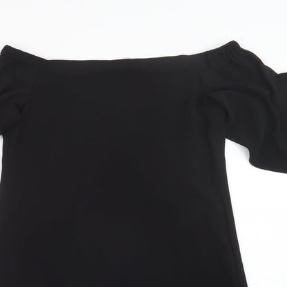 Womens UK Size 8 Peacocks Black Basic Blouse