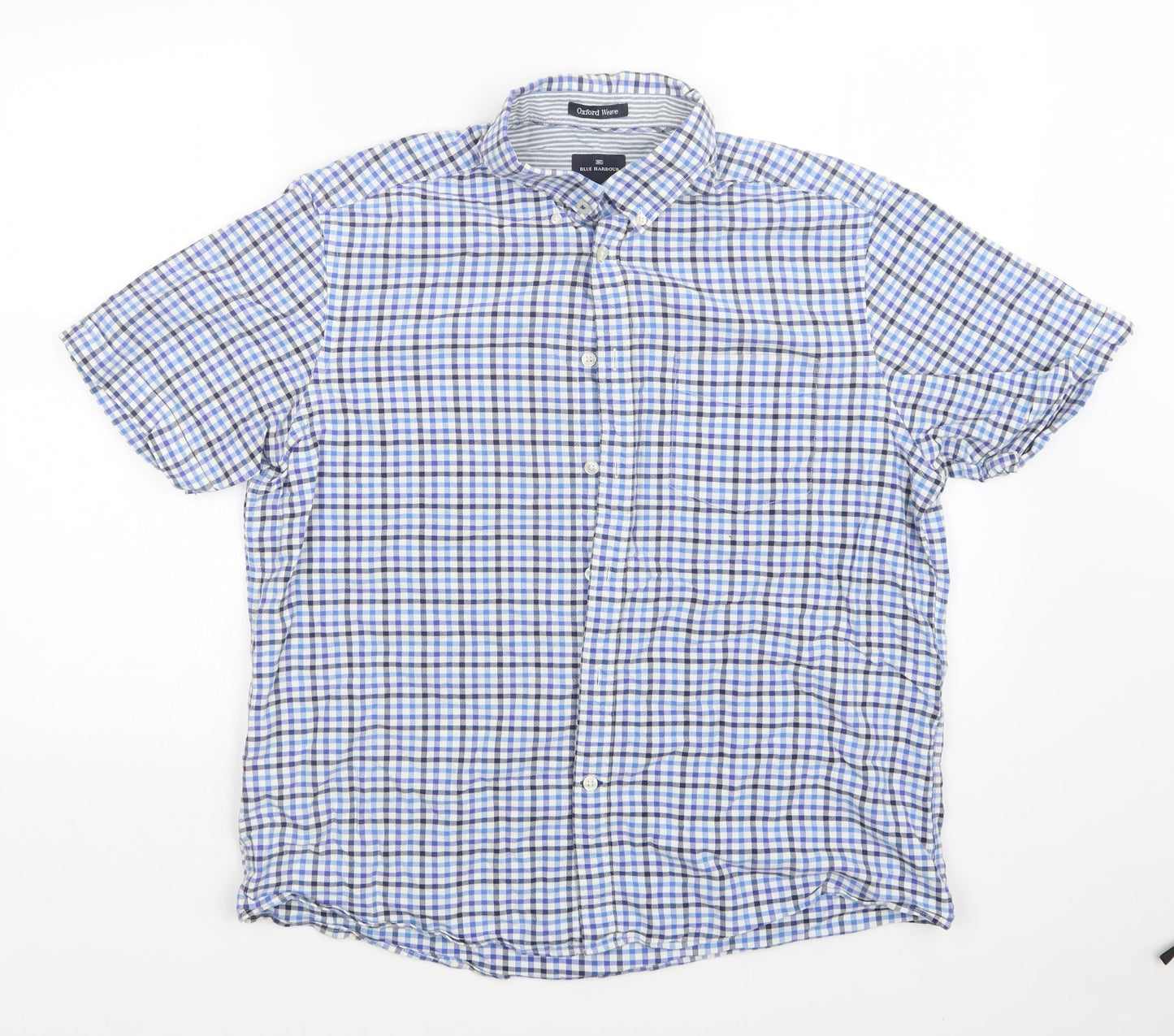 Mens UK Size L M&S Blue  Button-Up Short Sleeve Casual Shirt