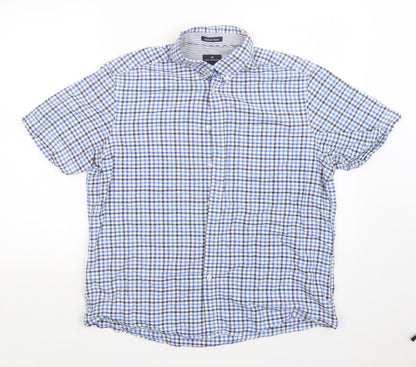 Mens UK Size L M&S Blue  Button-Up Short Sleeve Casual Shirt